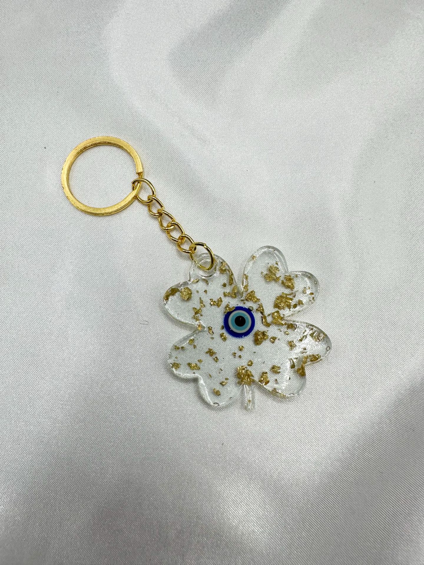 Epoksi Anahtarlık 13 (25 adet) Nazar Boncuklu Gold