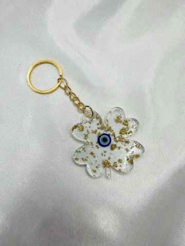 Epoksi Anahtarlık 13 (25 adet) Nazar Boncuklu Gold