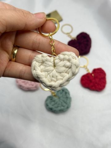 Kalp Makrome Anahtarlık  25 adet Petrol Yeşili