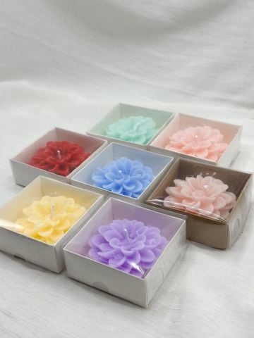 Lotus Kutulu Çiçek Mum (12 adet) Krem - Kraft Kutu