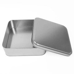 Metal Madlen Çikolata Kutusu Kare Gümüş - 500gr