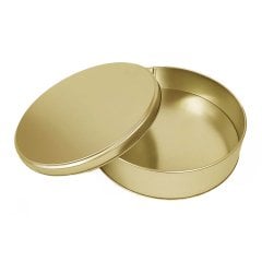 Metal Madlen Çikolata Kutusu Yuvarlak Altın - 500gr