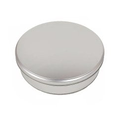 Metal Madlen Çikolata Kutusu Yuvarlak Gümüş - 500gr