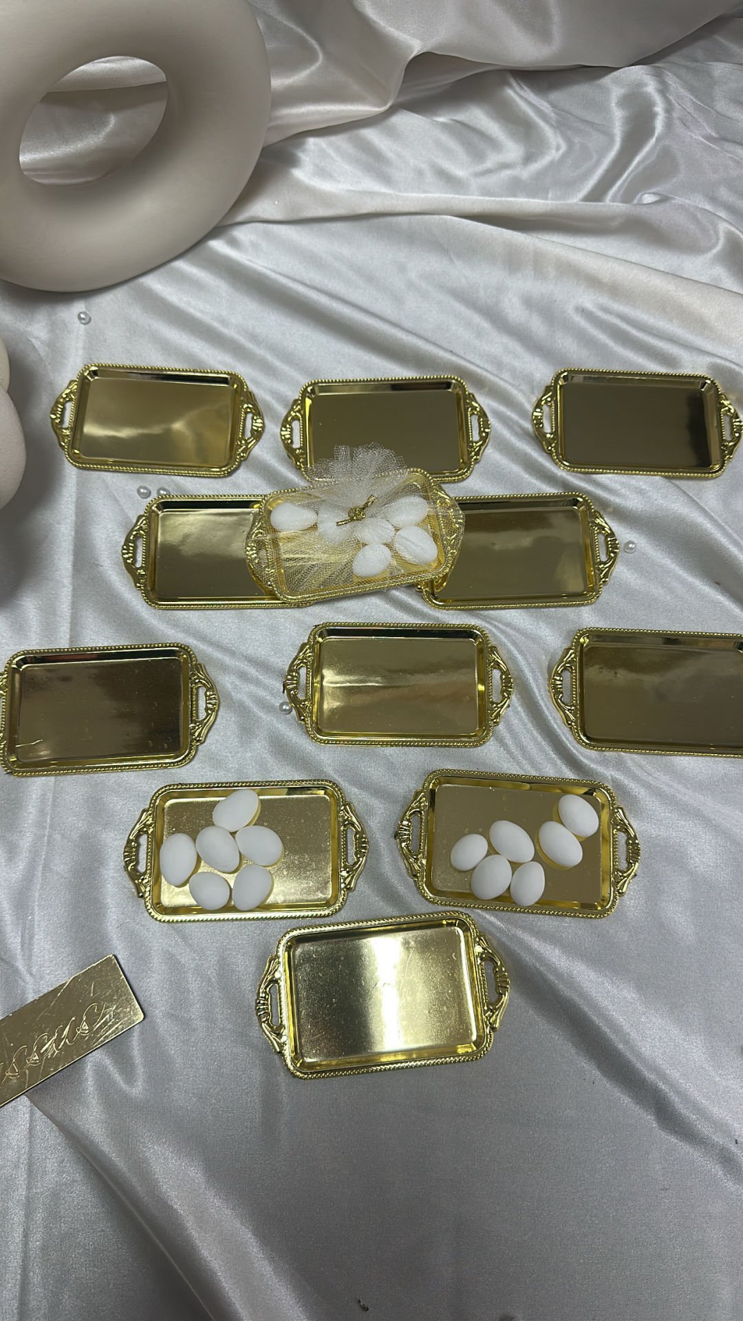 Hediyelik Mini Tepsi 12 adet Kare - Gold