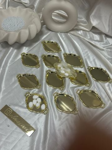 Hediyelik Mini Tepsi 12 adet Yuvarlak