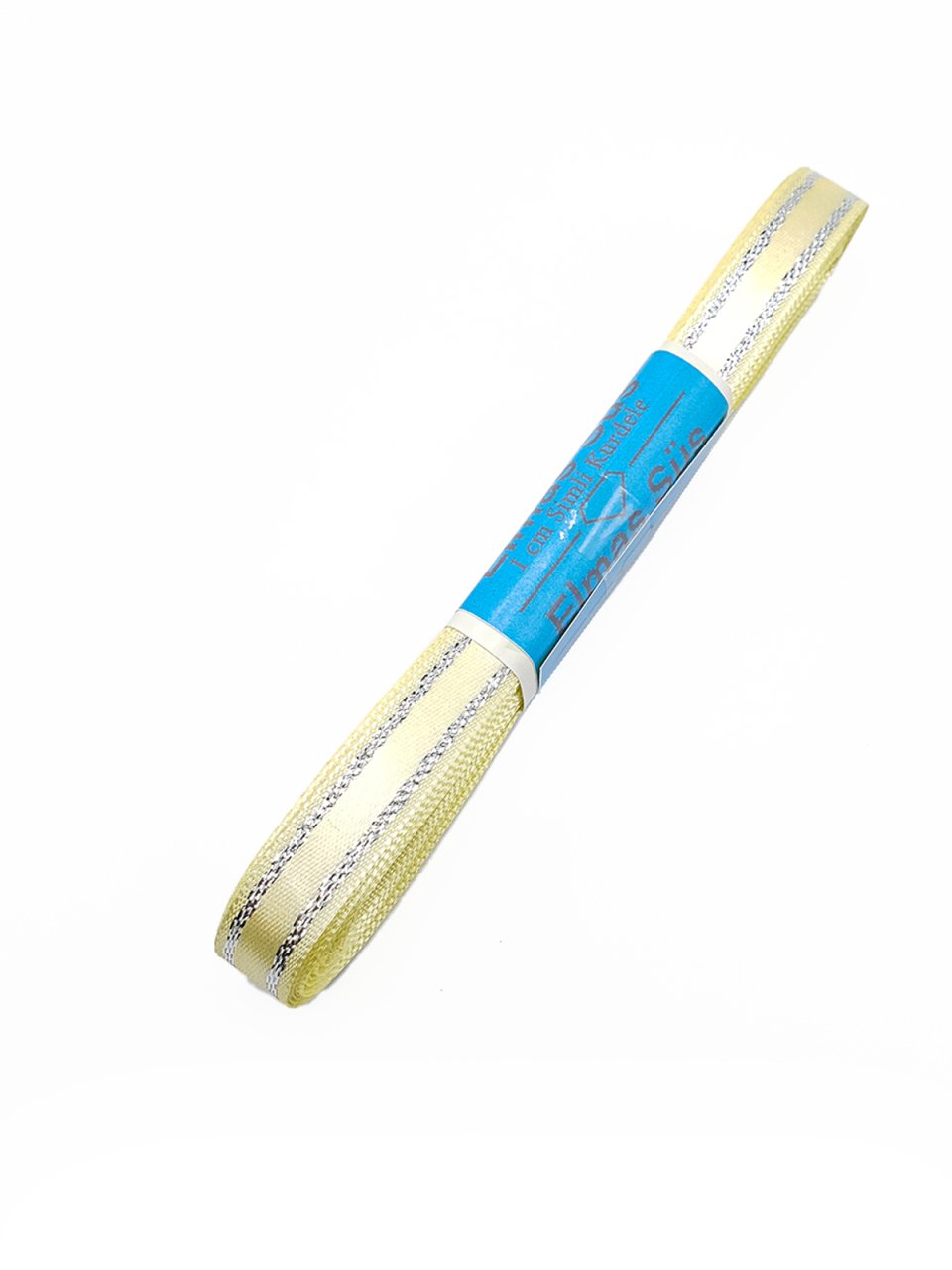 Gümüş Şeritli Saten Kurdele 1cm Açık Sarı