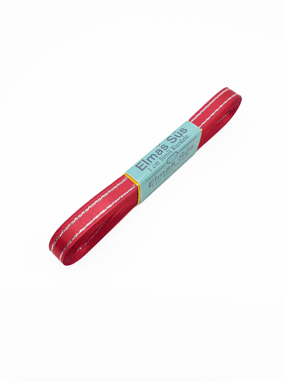 Gümüş Şeritli Saten Kurdele 1cm Kırmızı