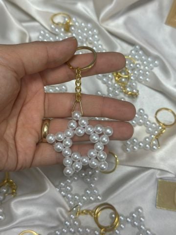Yıldız İnci Anahtarlık (50 adet) Beyaz