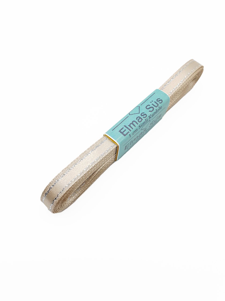 Gümüş Şeritli Saten Kurdele 1cm Kapuçino