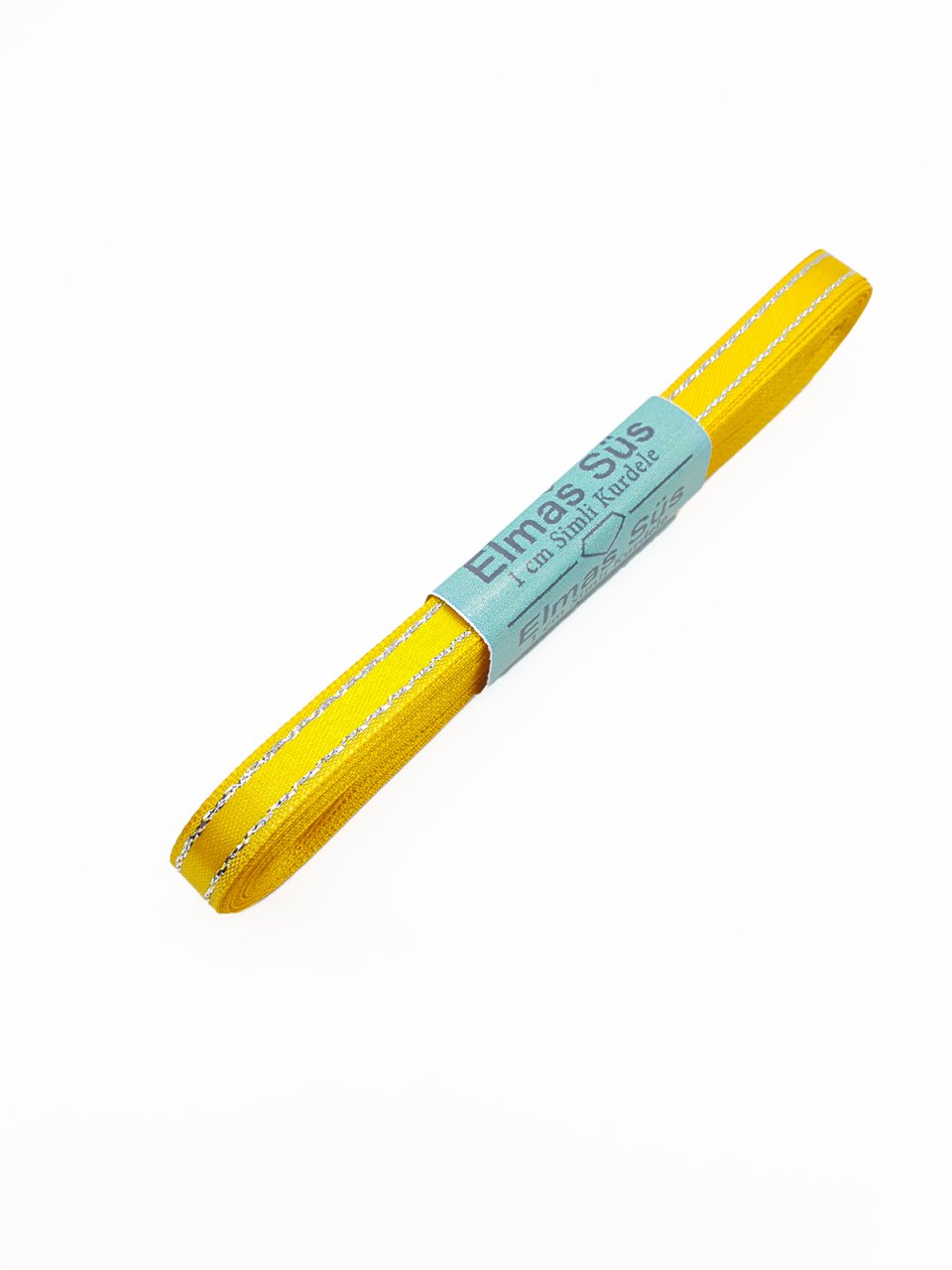 Gümüş Şeritli Saten Kurdele 1cm Sarı