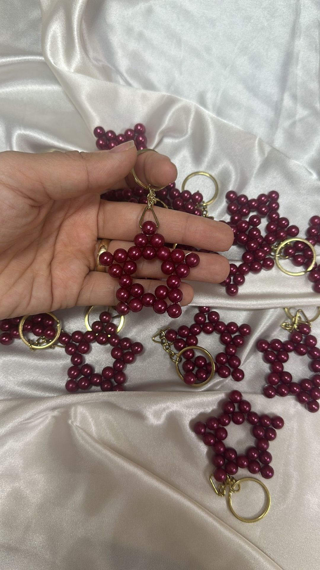Yıldız İnci Anahtarlık (50 adet) Bordo