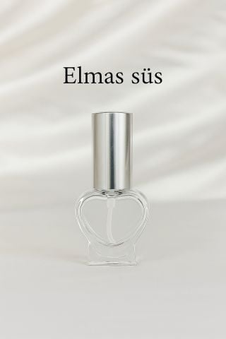 Mini Fısfıs Kalp Cam  Şişe 10cc Gümüş