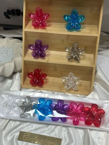 Renkli  Şeffaf Lotus Toka 8cm (12 adet)