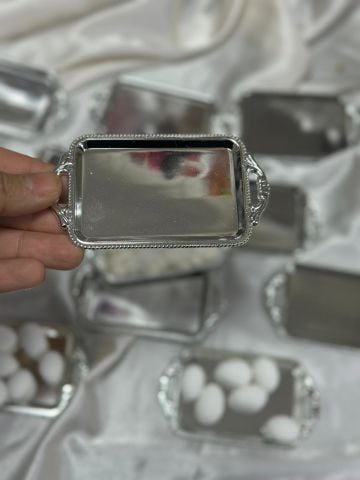 Hediyelik Mini Tepsi 12 adet Kare - Gümüş