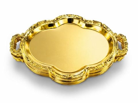 Hediyelik Mini Tepsi 12 adet Yuvarlak - Gold