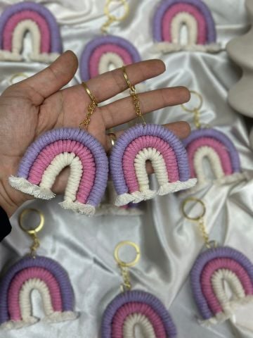 Makrome Anahtarlık Pembe