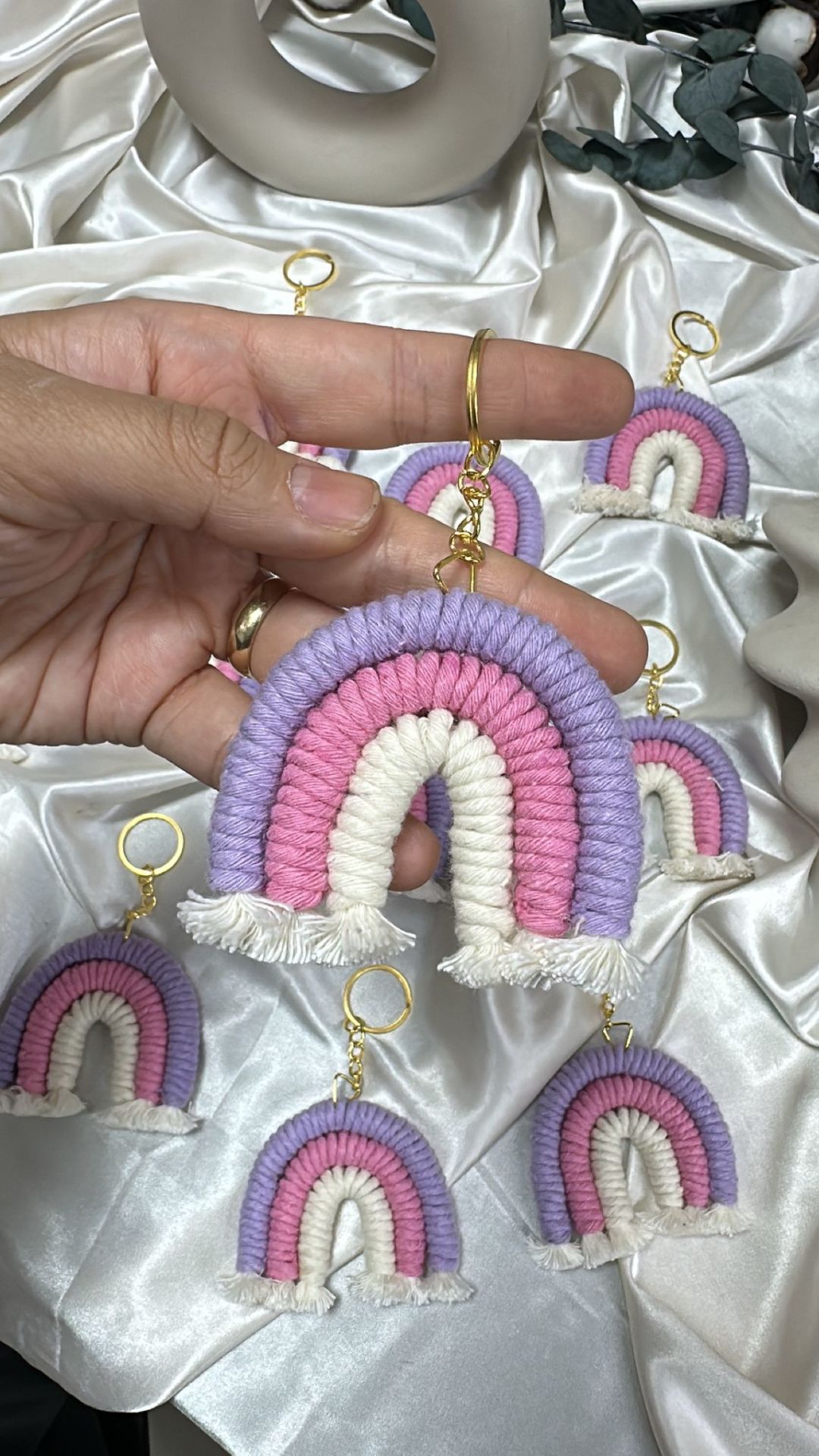 Makrome Anahtarlık Pembe