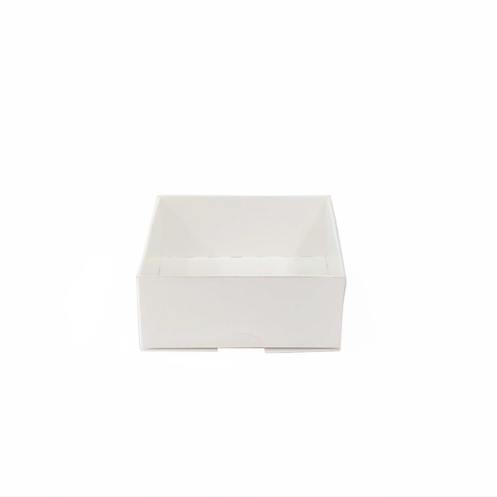 8x8x3 Asetat Kapaklı Karton Kutu - 50 adet Beyaz