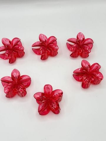 Kırmızı Lotus Toka 12 adet (8 cm)