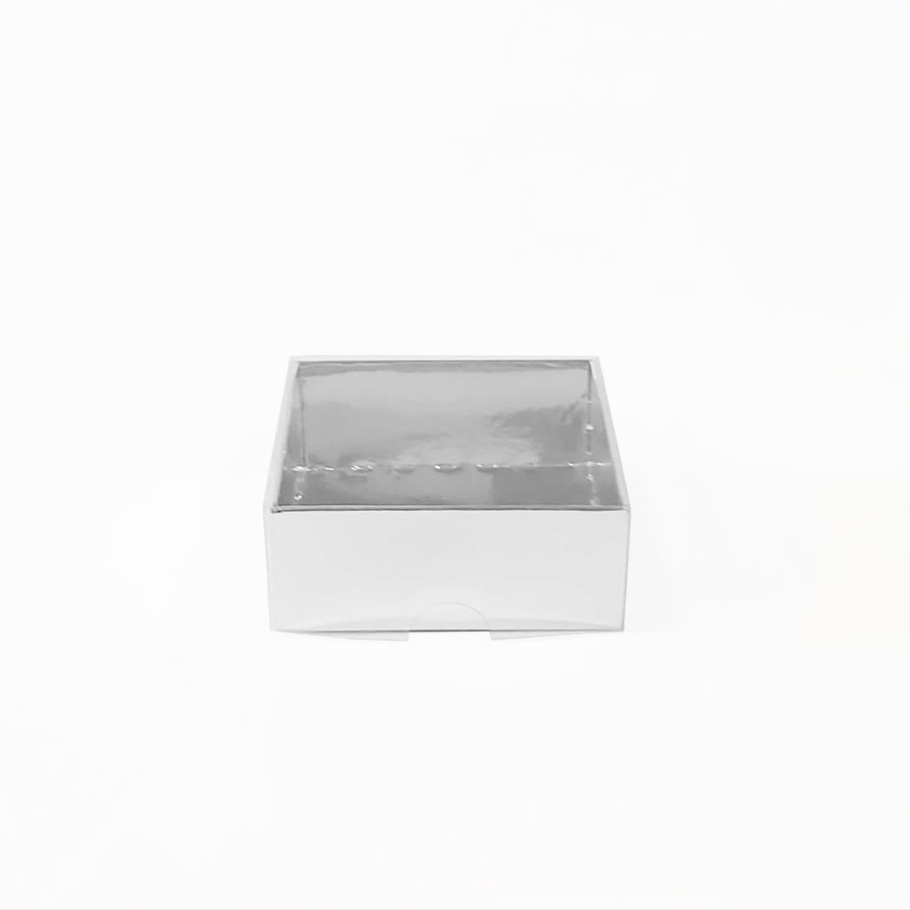 8x8x3 Asetat Kapaklı Karton Kutu - 50 adet Gümüş