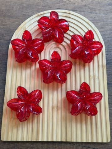 Kırmızı Lotus Toka 12 adet (8 cm)