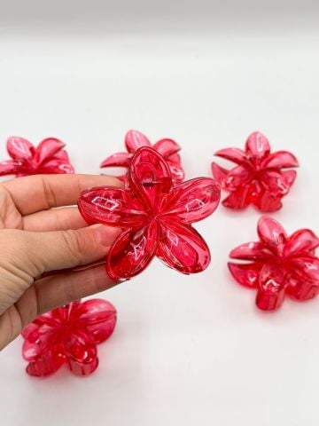 Kırmızı Lotus Toka 12 adet (8 cm)