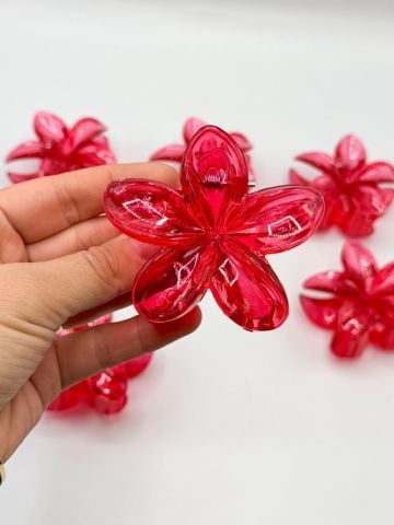 Kırmızı Lotus Toka 12 adet (8 cm)