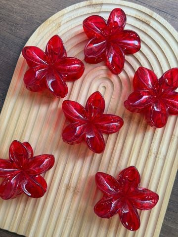 Kırmızı Lotus Toka 12 adet (8 cm)