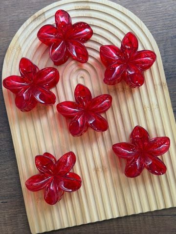 Kırmızı Lotus Toka 12 adet (8 cm)