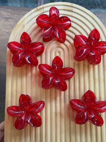 Kırmızı Lotus Toka 12 adet (8 cm)