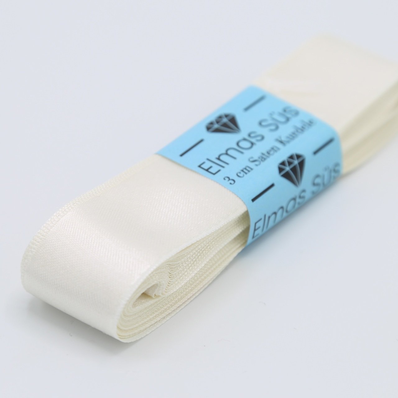 Saten Kurdele 3cm Krem