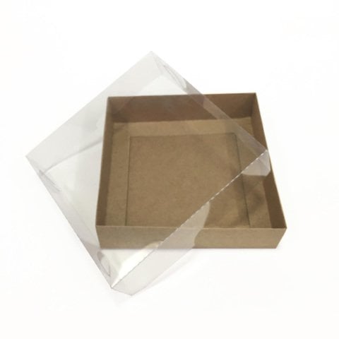 12x12x3 Asetat Kapaklı Karton Kutu - 50 adet Kraft