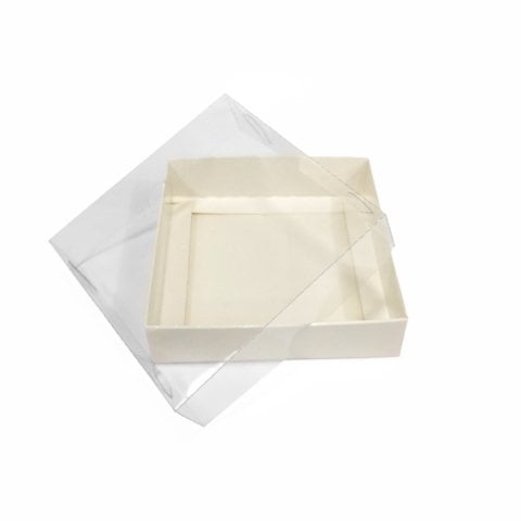 12x12x3 Asetat Kapaklı Karton Kutu - 50 adet Beyaz