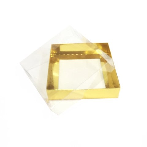 12x12x3 Asetat Kapaklı Karton Kutu - 50 adet Altın