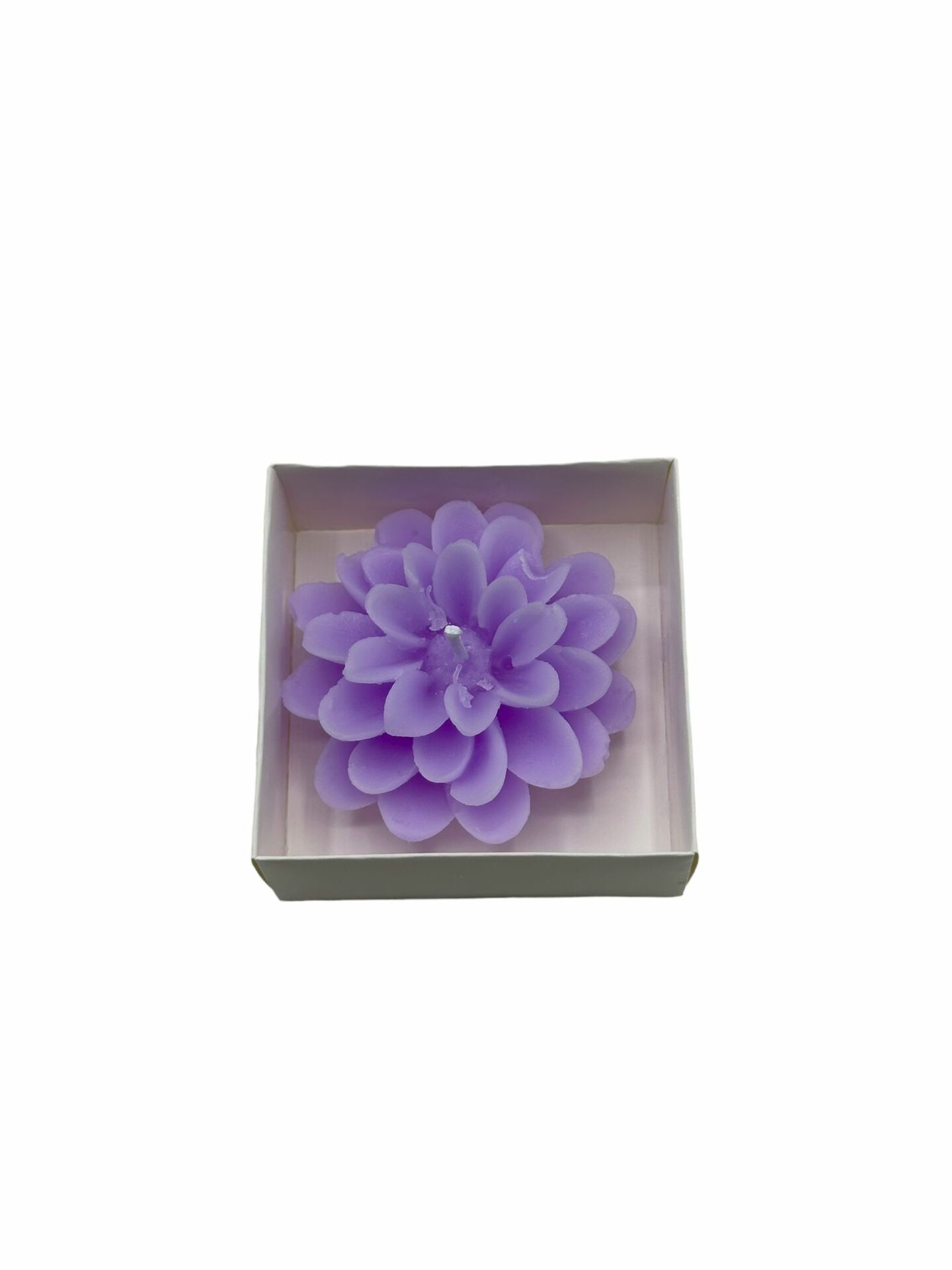 Lotus Kutulu Çiçek Mum (12 adet) Lila - Beyaz Kutu