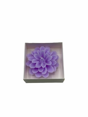 Lotus Kutulu Çiçek Mum (12 adet) Lila - Beyaz Kutu