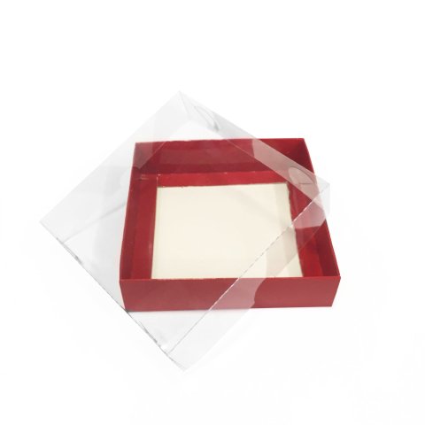 12x12x3 Asetat Kapaklı Karton Kutu - 50 adet Kırmızı