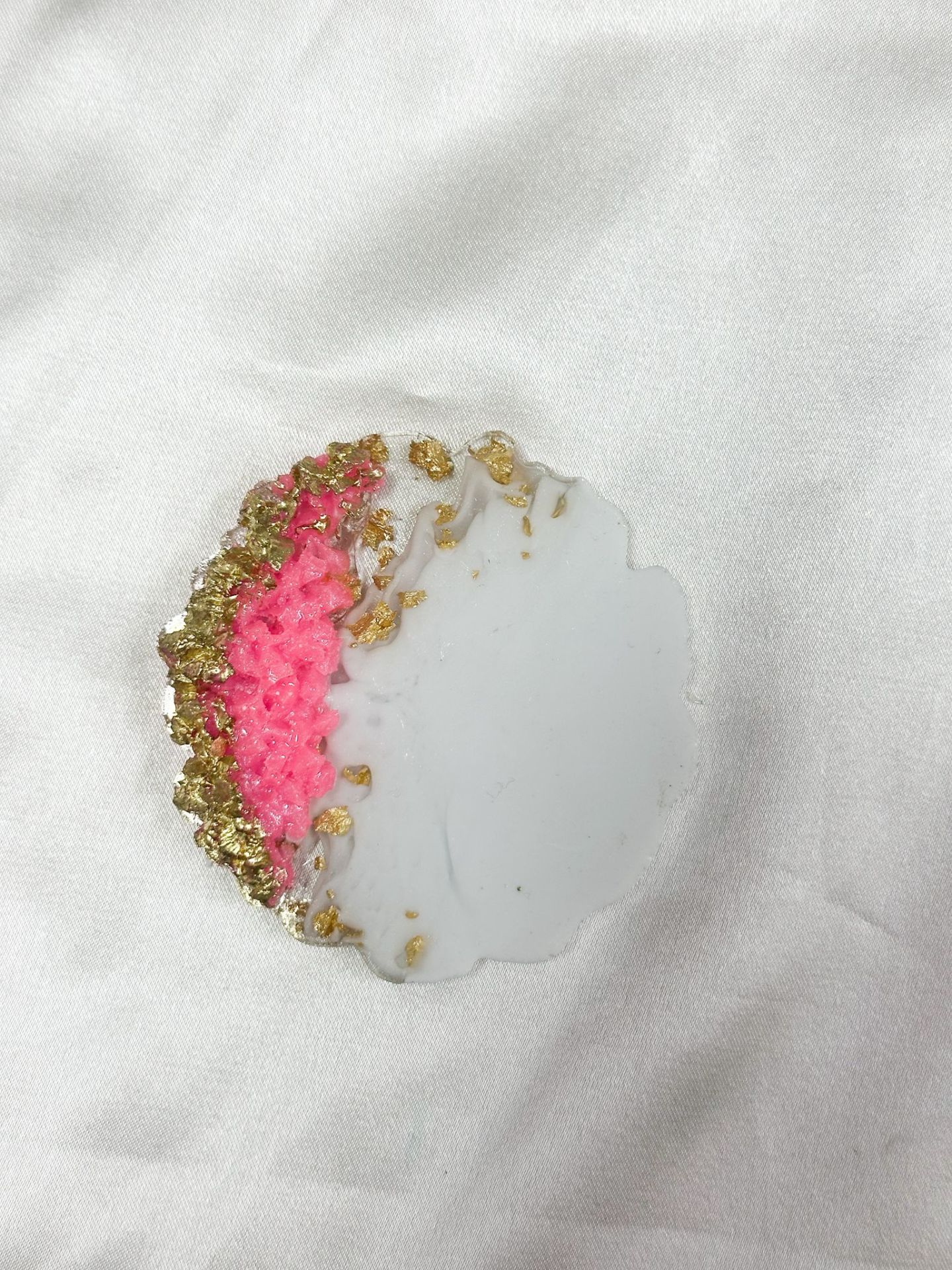 Taşlı Varaklı Epoksi Magnet Pembe - Altın