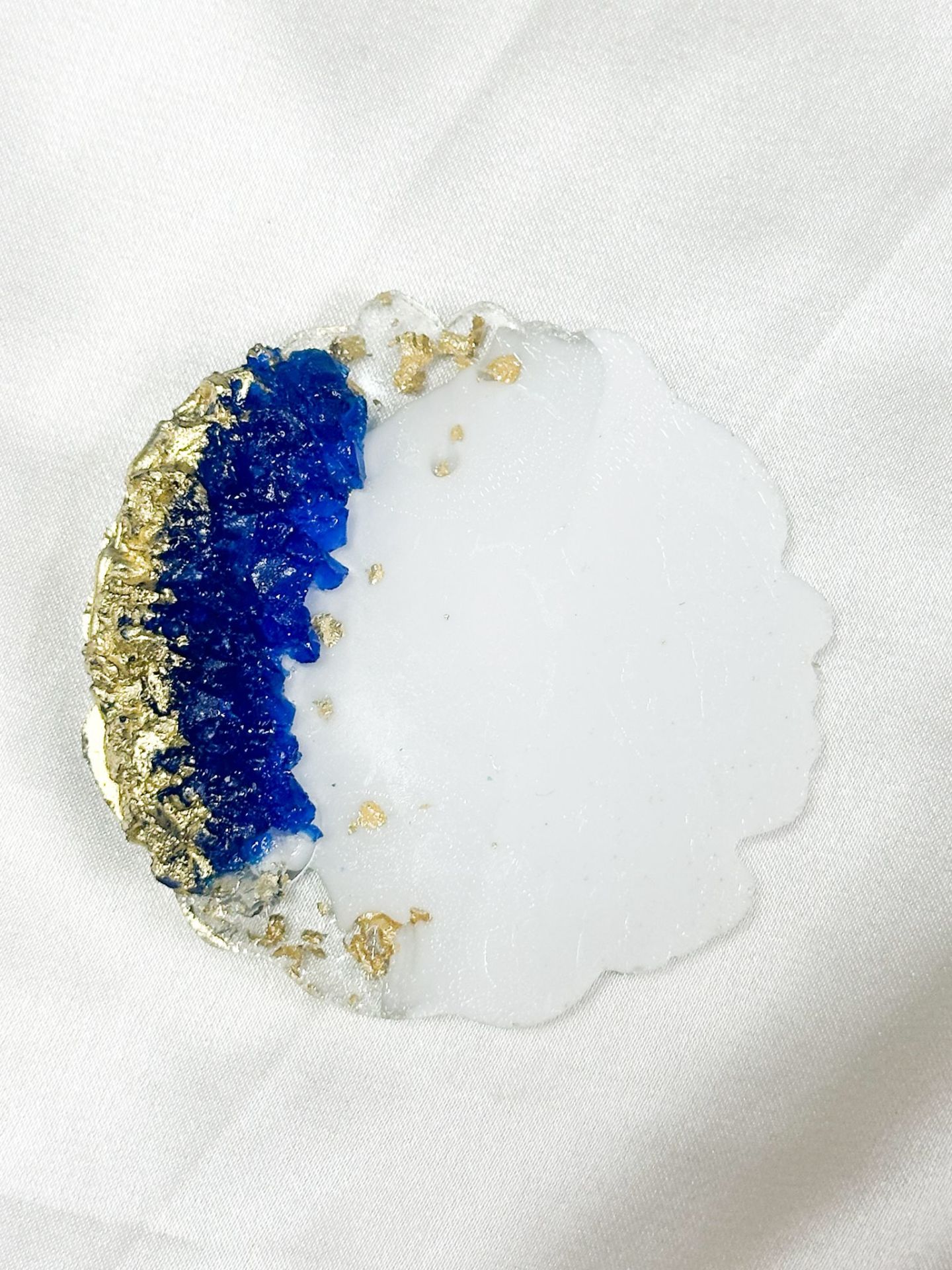 Taşlı Varaklı Epoksi Magnet Mavi-Altın