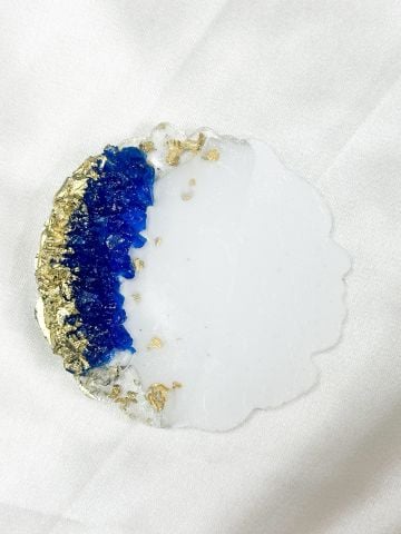 Taşlı Varaklı Epoksi Magnet Mavi-Altın