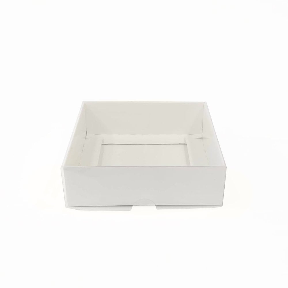 10x10x3 Asetat Kapaklı Karton Kutu - 50 adet Beyaz