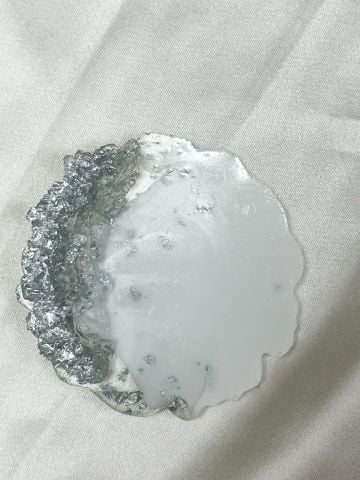 Taşlı Varaklı Epoksi Magnet Şeffaf-Gümüş