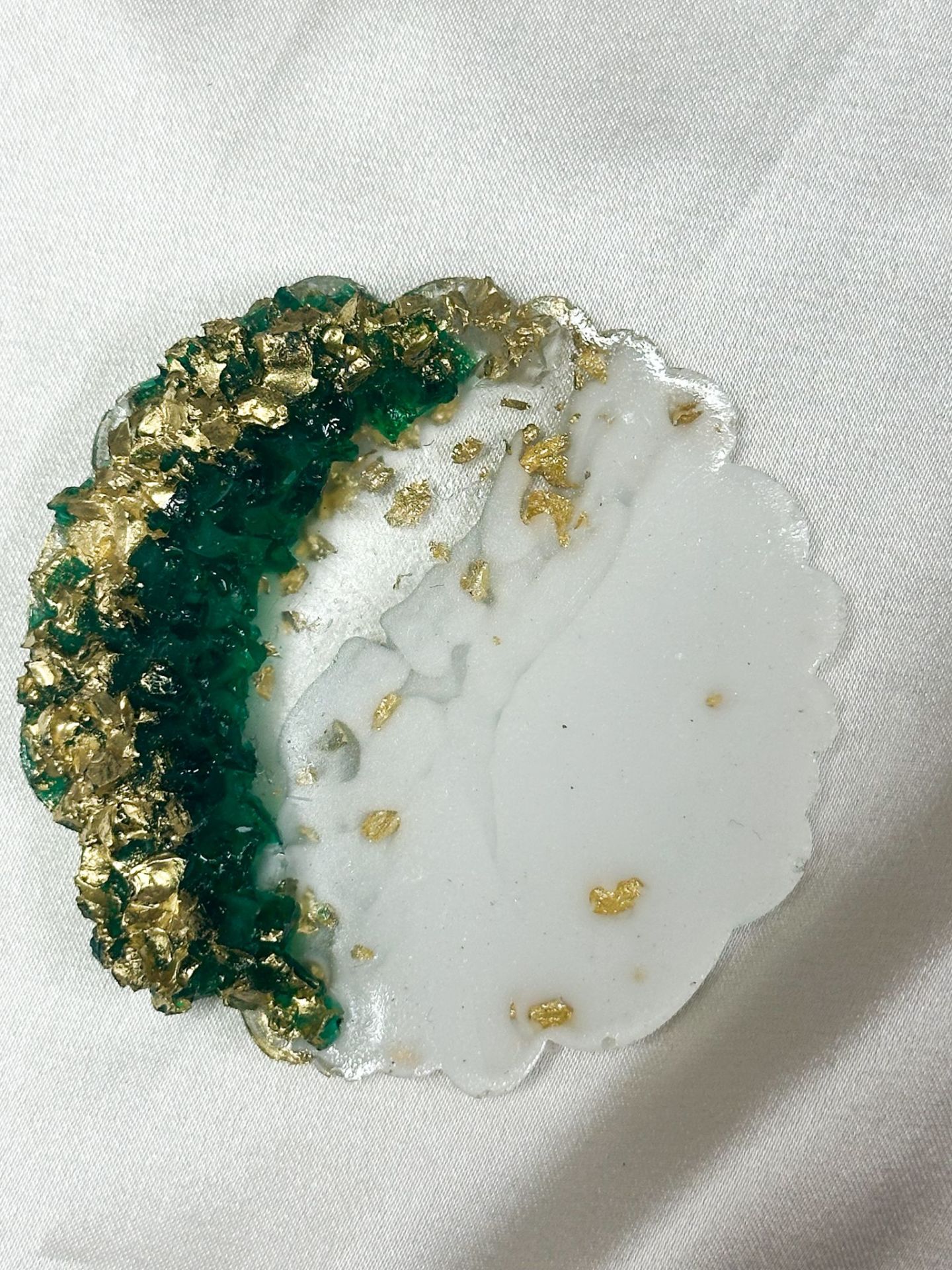 Taşlı Varaklı Epoksi Magnet Yeşil-Altın