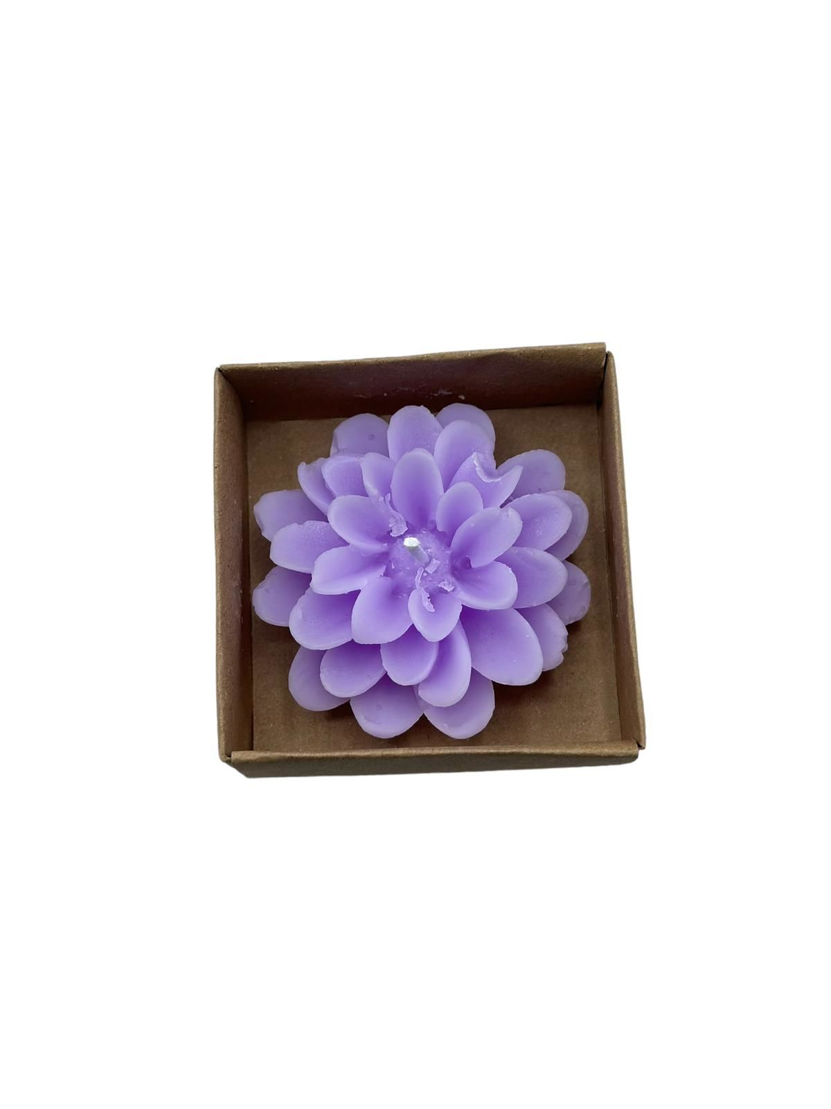 Lotus Kutulu Çiçek Mum (12 adet) Lila - Kraft Kutu