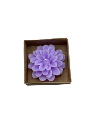 Lotus Kutulu Çiçek Mum (12 adet) Lila - Kraft Kutu