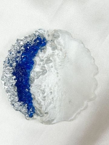 Taşlı Varaklı Epoksi Magnet Mavi-Gümüş