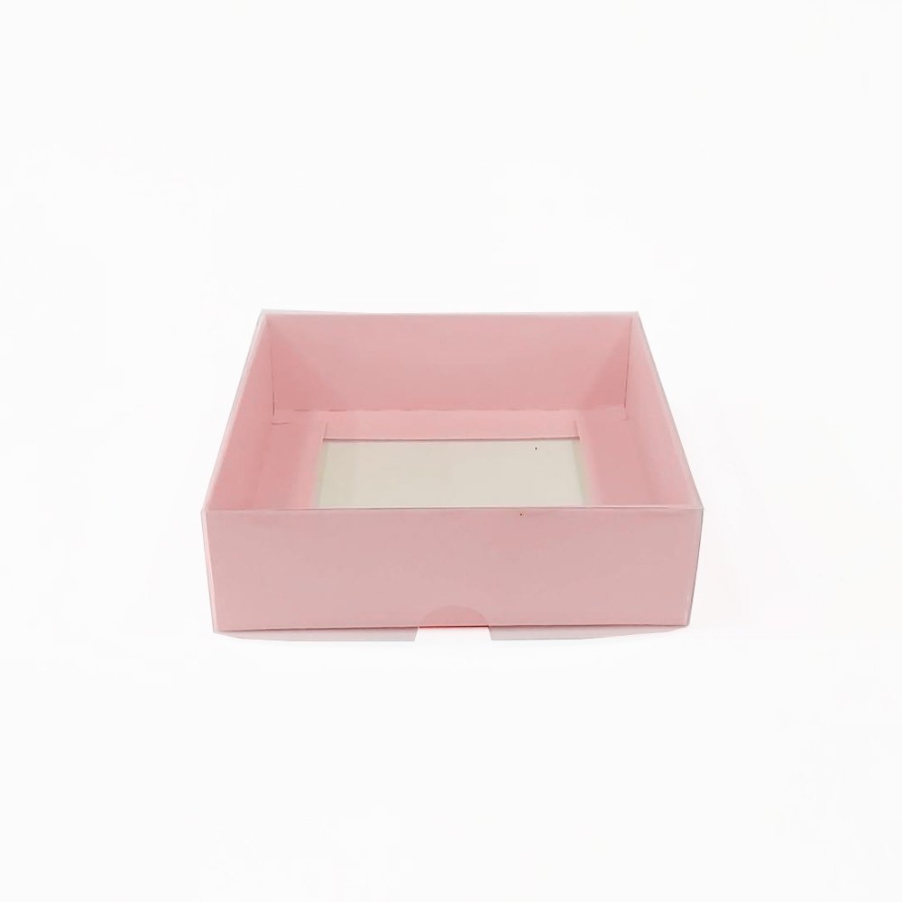 10x10x3 Asetat Kapaklı Karton Kutu - 50 adet Pembe
