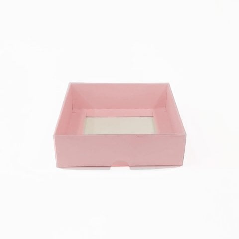 10x10x3 Asetat Kapaklı Karton Kutu - 50 adet Pembe