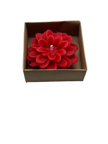 Lotus Kutulu Çiçek Mum (12 adet) Kırmızı - Kraft Kutu