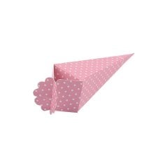 Puantiyeli Küçük Bebek Mevlüt Şekeri Külahı (25 adet) Pembe